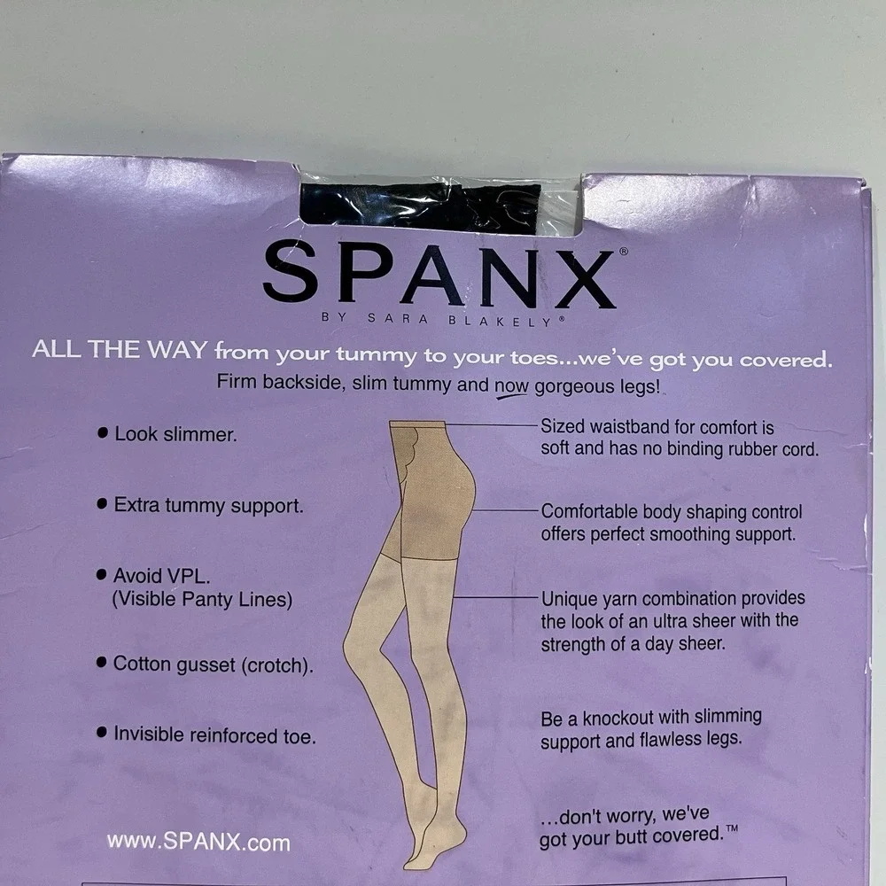 Spanx All The Way Full Length‎ Black Hose Sara Blakely New Size C Super Control